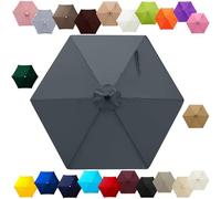 Replacement Parasol Canopy 2m 2.7m 3.0m 4m, 6/8 Ribs Garden Umbrella Replacement Cover Waterproof, UV Protection Outdoor Parasol Fabric for Patio Market(Gray,7FT/2.15m (6-RIBS))