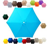 Replacement Parasol Canopy 2m 2.7m 3.0m 4m, 6/8 Ribs Garden Umbrella Replacement Cover Waterproof, UV Protection Outdoor Parasol Fabric for Patio Market(Lake Blue,9.8FT/3.0m (6-RIBS))