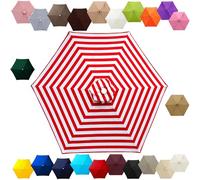 Replacement Parasol Canopy 2m 2.7m 3.0m 4m, 6/8 Ribs Garden Umbrella Replacement Cover Waterproof, UV Protection Outdoor Parasol Fabric for Patio Market(Red White,8.8FT/2.70m (6-RIBS))