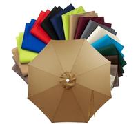 Replacement Parasol Canopy 2m to 4m, Waterproof Polyester Patio Umbrella Replacement Cloth for 6/8 Arms, Sunshade Garden Parasol Fabric Cover, UV Protection(Khaki,2.7m (8.8FT) - 6 Ribs)