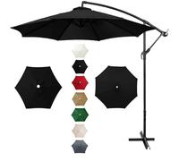 Replacement Parasol Canopy, 6 Arms/8 Arm, 2.5m, 2.7m, 3.5m, Replacement Top Shade Cover, for Patio Umbrella, Weatherproof UV-Anti, Canopy Only, Lake Blue(Black,2.7m/6-Ribs)