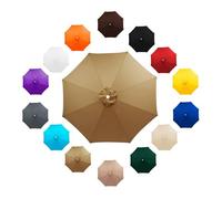 Replacement Parasol Canopy, 6 Arms/8 Arms 2.0m, 2.7m, 3.5m, Garden Umbrella Replacement Cover, UV Protection, Waterproof, for Yard, Beach Garden Umbrella, Canopy Only, Beige(Khaki,2.7m/8-Ribs)