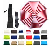 Replacement Parasol Canopy, 6 Arms/8 Arms Umbrella Replacement Cloth 4m/3.5m/3m/2.7m/2.5m/2.3m/2m Patio for Beach Pool Lawn Backyard Deck Waterproof(Red white,8-RIBS:2.3m/7.5ft)