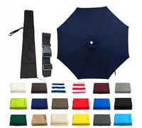 Replacement Parasol Canopy, 6 Arms/8 Arms Umbrella Replacement Cloth 4m/3.5m/3m/2.7m/2.5m/2.3m/2m Patio for Beach Pool Lawn Backyard Deck Waterproof(Navy blue,6-RIBS:3m/9.8ft)
