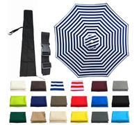 Replacement Parasol Canopy, 6 Arms/8 Arms Umbrella Replacement Cloth 4m/3.5m/3m/2.7m/2.5m/2.3m/2m Patio for Beach Pool Lawn Backyard Deck Waterproof(Blue white,6-RIBS:2.8m/9.2ft)