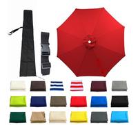 Replacement Parasol Canopy, 6 Arms/8 Arms Umbrella Replacement Cloth 4m/3.5m/3m/2.7m/2.5m/2.3m/2m Patio for Beach Pool Lawn Backyard Deck Waterproof(Bright red,8-RIBS:3.5m/11.4ft)