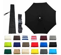 Replacement Parasol Canopy, 6 Arms/8 Arms Umbrella Replacement Cloth 4m/3.5m/3m/2.7m/2.5m/2.3m/2m Patio for Beach Pool Lawn Backyard Deck Waterproof(Black,8-RIBS:2.8m/9.2ft)
