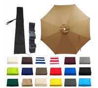 Replacement Parasol Canopy, 6 Arms/8 Arms Umbrella Replacement Cloth 4m/3.5m/3m/2.7m/2.5m/2.3m/2m Patio for Beach Pool Lawn Backyard Deck Waterproof(Khaki,6-RIBS:2.3m/7.5ft)