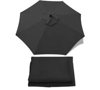 Replacement Parasol Canopy 6 Ribs, Replacement Parasol Umbrella Cover Market Table Umbrella Replacement Cloth 2.5m 2.7m 3.0 m fabric cover for Garden Umbrella Anti-ultraviolet(Color:Black,Size:6 ribs-