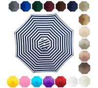 Replacement Parasol Canopy Cover Fits 2/2.3/2.8/3/4.0m Umbrellas 6/8 Ribs Thick Polyester Fabric Anti-Ultraviolet Patio Umbrella Replacement Cloth for Outdoor Pool(Striped blue,(8Rib)300cm)