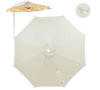 Replacement Parasol Canopy, Garden Umbrella Cover Replacement Parasol Fabric Cover with 8 Hooks, Anti-Ultraviolet Patio Umbrella Cover for Garden Patio, Can hang light & bulbs (Beige, 2.7m/6 Ribs)