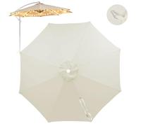 Replacement Parasol Canopy, Garden Umbrella Cover Replacement Parasol Fabric Cover with 8 Hooks, Anti-Ultraviolet Patio Umbrella Cover for Patio Garden, Can hang light & bulbs (Beige, 3m/8 Ribs)