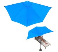 Replacement Parasol Canopy Half Round Ø2.7m, Polyester Fabric Garden Sun Umbrella Cloth UPF 30+, Use Against The Wall, 5 Ribs Half Umbrella Replacement Canopy For Outdoor Table And Chairs(Blue)