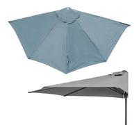 Replacement Parasol Canopy Half Umbrella 270cm 300cm, 5 Ribs Outdoor Table Market Yard Umbrella Top Polyester Fabric, Colorfast And Tear Resistants, Easy To Install, Canopy Only(Grays,3m)