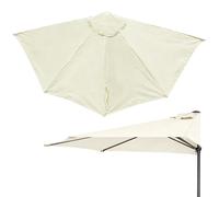 Replacement Parasol Canopy Half Umbrella 270cm 300cm, 5 Ribs Outdoor Table Market Yard Umbrella Top Polyester Fabric, Colorfast And Tear Resistants, Easy To Install, Canopy Only(Beige,3m)