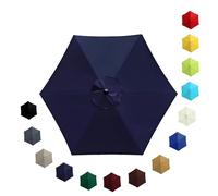 Replacement Parasol Canopy Waterproof, Large Weatherproof UV-Anti Patio Umbrella Fabric, Garden Outdoor Pool Beach Parasol Replacement Top Cover for 2.0m 2.30m 2.7m 3.0m 6/8 Ribs(Navy blue,2.30m/6 Arm
