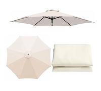 Replacement Parasol Cover, 2m,2.7m,3.0m/6,8 Ribs Polyester Fabric Waterproof Patio Umbrella Parasol Cover, Garden Parasol Canopy Cover Garden Shade Cover(Color:Beige,Size:2M(6.5ft)/6Ribs)