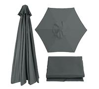 Replacement Parasol Fabric Canopy 6.5ft/9ft/10ft Patio Umbrella Replacement Canopy Market Umbrella Top for Outdoor, Garden, Deck 6ribs/8ribs parasol replacement canopy(Color:Dark Grey,Size:2.7m/9FT(6-