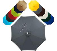 Replacement Parasol Fabric Cover for 6/8 Ribs Sun Umbrella - Garden Canopy Cover Grey Fits 200-350cm Umbrellas Outdoor Protection 7.5ft Size