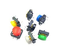 replacement parts 10pcs B3F-4055 12 * 12 * 7.3mm Tactile Switches Push Button Tact Switch + A25 Color Hat Tact Touch Micro Switch Cap (Color : Gold, Size : Switch And A25 Hat)