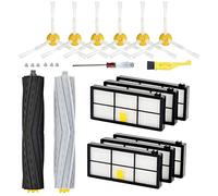 Replacement Parts Compatible for iRobot Roomba 800 900 Series 850 860 861 866 960 980 981 985 870 880 890 Robotic Vacuum Cleaner Accessory ,6 Filter,6 Side Brush,1 Roller Rubber Brushes