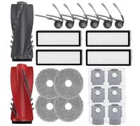 Replacement Parts Compatible with R-oborock Qrevo Curve/P20 Pro Robot Vacuum Cleaner Parts, 1 Main Brush Set, 6 Side Brushes, 6 Dust Bags, 4 HEPA Filters, 4 Wipes
