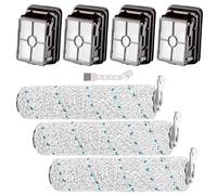 Replacement Parts for Bissell CrossWave Max 2554 2590 2593 2596 for HydroSteam 35151 3515 35152 3513 3518 Vacuum Cleaner, 3 Multi Surface Brush Rollers and 4 HEPA Filters