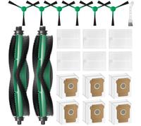 Replacement Parts for iRobot Roomba Q052 Vac 2 Essential / 104 Combo / 105 Combo Robot Vacuums, 2 Roller Brush, 6 Side Brush, 6 Dust Bag, 6 Filter, 1 Cleaning Tool, Accessories Kit Spare Attachments