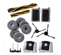 Replacement Parts for Mova V50 Ultra, for Mobius 60 Robot Vacuums, 2 Main Roller Brush, 1 Bracket, 6 Mop Cloth, 2 Dust Bag, 2 Filter, 2 Side Brush