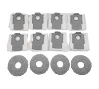 Replacement Parts For Roborock QV 35A, QR 798, QR 598 Models Vacuum Cleaner Spare Parts Accessories, 4 Mop Cloths + 8 Dust Bags