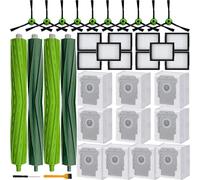 Replacement Parts for roomba i7 i7+ i3 i3+ i4 i4+ i5 i5+ i6 i6+ i8 i8+ j7 j7+/Plus j8 j8+ E5 E6 E7 Robot Vacuum Accessories,2 Rubber Roller 10 Filters 10 Side Brushes 10 Vacuum Bags
