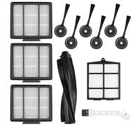 Replacement Parts for Shark ION Robot RV700_N, RV720_N, RV850, RV851WV, RV850BRN/WV Vacuum Cleaner Accessories Parts by Techecook,6 Side Brushes, 1Main Brush, 1 Filter Guard & 1 Cleaning Brush