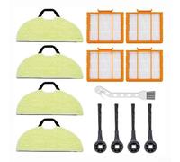 Replacement Parts Kit, 2-in-1 Robot Vacuum with 4 Filters, 4 Side Brushes, 4 Mopping Cloths, and Cleaning Brush for Shark RV2410WD, RV2610WD, RV2610WA, RV2620WA, AV2610WA AI Ultra