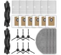 Replacement Parts Set Fits for Tapo RV30 Max Plus/RV20 Max Plus Robot Vacuums, Includes 2 Main Brushes, 6 HEPA Filter, 6 Dust Bags, 4 Mop Cloths, 6 Side Brushes