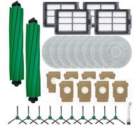 Replacement Parts Set for Roomba Plus 405/Combo & 505/Combo, Accessories with Main Brush, Side Brushes, Filter, Wipes and 3.3L Dust Bag, White/Black (B)