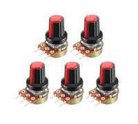 replacement parts Switch Encoder 5pcs/lot Carbon Film Potentiometer WH148 15mm 3pin + Red Rotary Switch Knobs Cap Kit B1K 2K 5K 10K 20K 50K 100K 250K 500K 1M (Size : 250K OHM)
