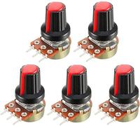 replacement parts Switch Encoder 5pcs/lot Carbon Film Potentiometer WH148 15mm 3pin + Red Rotary Switch Knobs Cap Kit B1K 2K 5K 10K 20K 50K 100K 250K 500K 1M (Size : 50K Ohm)