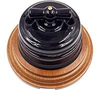 replacement parts Switch Encoder Home Improvement European Ceramic Rotary Switch Smooth Insulating Wall Light Knob Switch Black White Brown 10A 250V (Color : Black With Brownbase)