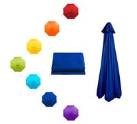 Replacement Patio Umbrella Canopy Cover 8 Ribs 270cm/8.9ft Waterproof Outdoor Parasol Top for 6.6ft to 10ft Market Tables - Blue Color