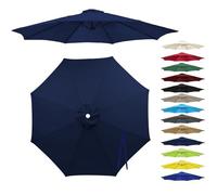 Replacement Patio Umbrella Canopy For 6/8 Ribs, 6.5ft 7ft 9ft 10ft 13ft Outdoor Umbrella Replacement Canopy Cloth, Market Table Yard Parasol Top Cover(Navy blue,3.0m(9.8FT)-6 Ribs)