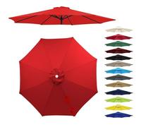 Replacement Patio Umbrella Canopy For 6/8 Ribs, 6.5ft 7ft 9ft 10ft 13ft Outdoor Umbrella Replacement Canopy Cloth, Market Table Yard Parasol Top Cover(Red,2.5m(8.2FT)-8Ribs)