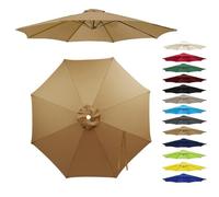 Replacement Patio Umbrella Canopy For 6/8 Ribs, 6.5ft 7ft 9ft 10ft 13ft Outdoor Umbrella Replacement Canopy Cloth, Market Table Yard Parasol Top Cover(Khaki,2.7m(8.8FT)-8Ribs)