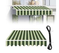 Replacement Patio Umbrella Canopy UV Protection Sunshade for Outdoor Restaurant Café Balcony Courtyard - Beige & Dark Green (7x3.5m)