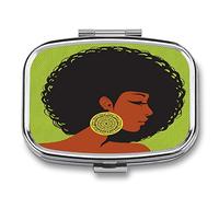 Replacement Pill Box African Women with Yellow Pandora Earrings Compartments Portable Pill Box Medicine Planner Case Medication-2 Grid Medicine