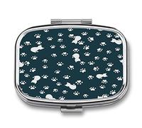Replacement Pill Box Animal Cats Paw Pattern Compartments Portable Pill Box Medicine Planner Case Medication-2 Grid Medicine