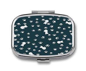 Replacement Pill Box Animal Cats Paw Pattern Compartments Portable Pill Box Medicine Planner Case Medication-2 Grid Medicine