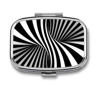 Replacement Pill Box Black White Stripes Optical Illusion Compartments Portable Pill Box Medicine Planner Case Medication-2 Grid Medicine