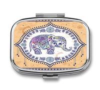 Replacement Pill Box Bohemian Wind Elephant Compartments Portable Pill Box Medicine Planner Case Medication-2 Grid Medicine