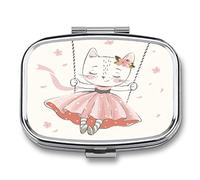 Replacement Pill Box Cartoon Cat Beautiful Kitten Compartments Portable Pill Box Medicine Planner Case Medication-2 Grid Medicine