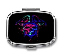 Replacement Pill Box Colorful Skull Captain Compartments Portable Pill Box Medicine Planner Case Medication-2 Grid Medicine